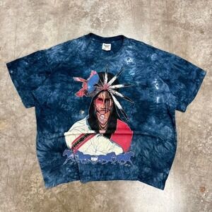 Vintage The Mountain Blue Tye Dye Native American Nature Single Stitch Tee XXL